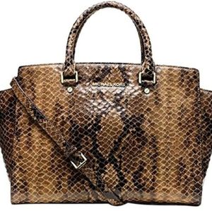 Michael kors selma large snakeskin satchel NWT
